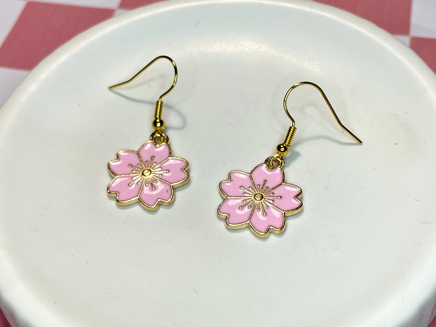 Pink Sakura Blossom Earrings