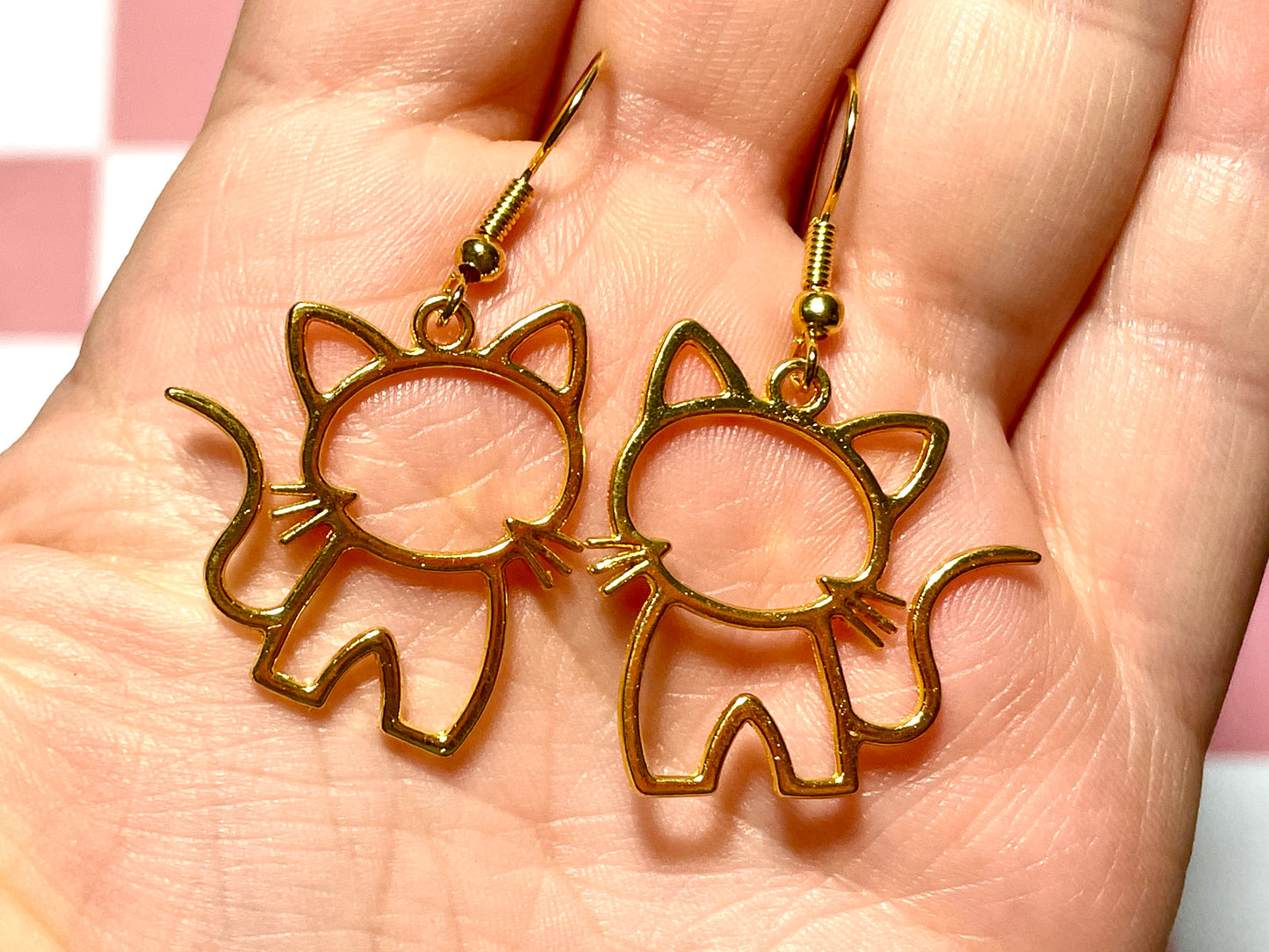 Golden Cat Outline Earrings