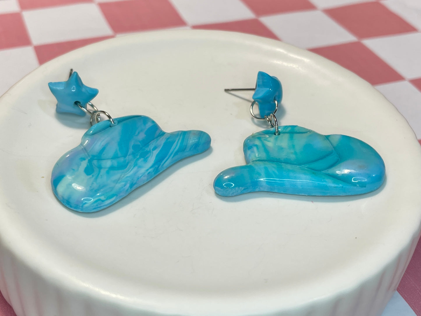 Blue Cowboy Hat and Star Stud Earrings