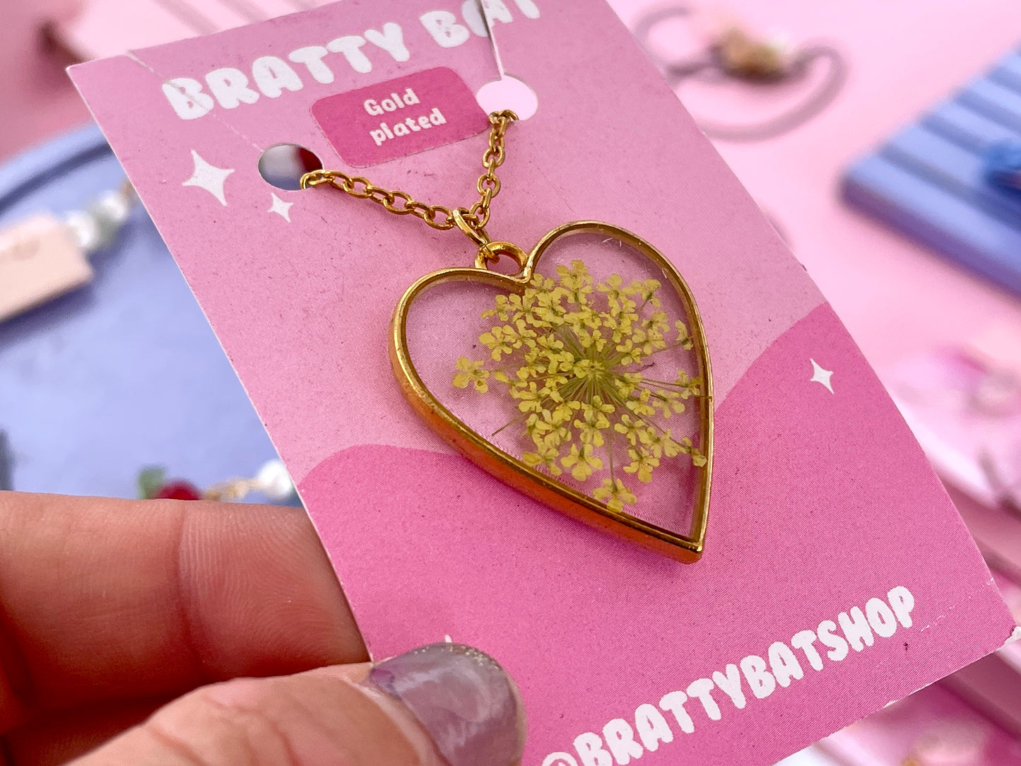 Yellow Flower Heart Necklace