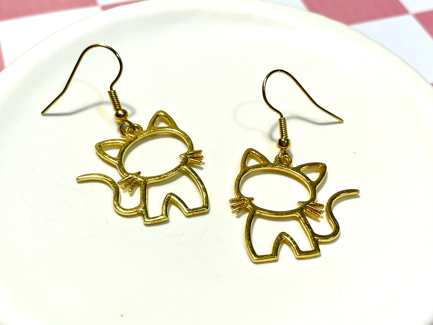 Golden Cat Outline Earrings