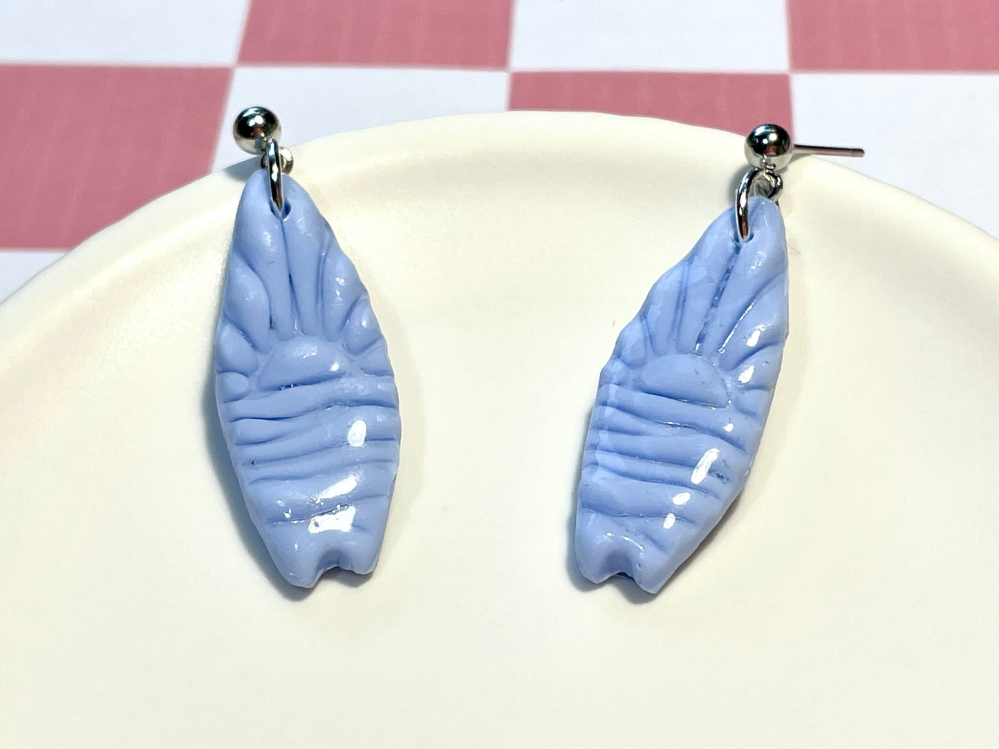 Blue Surfboard Earrings on Silver Stud