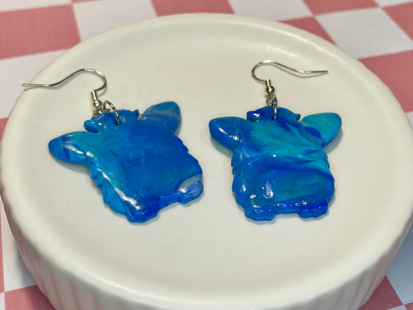 Blue Retro Fur Baby Earrings