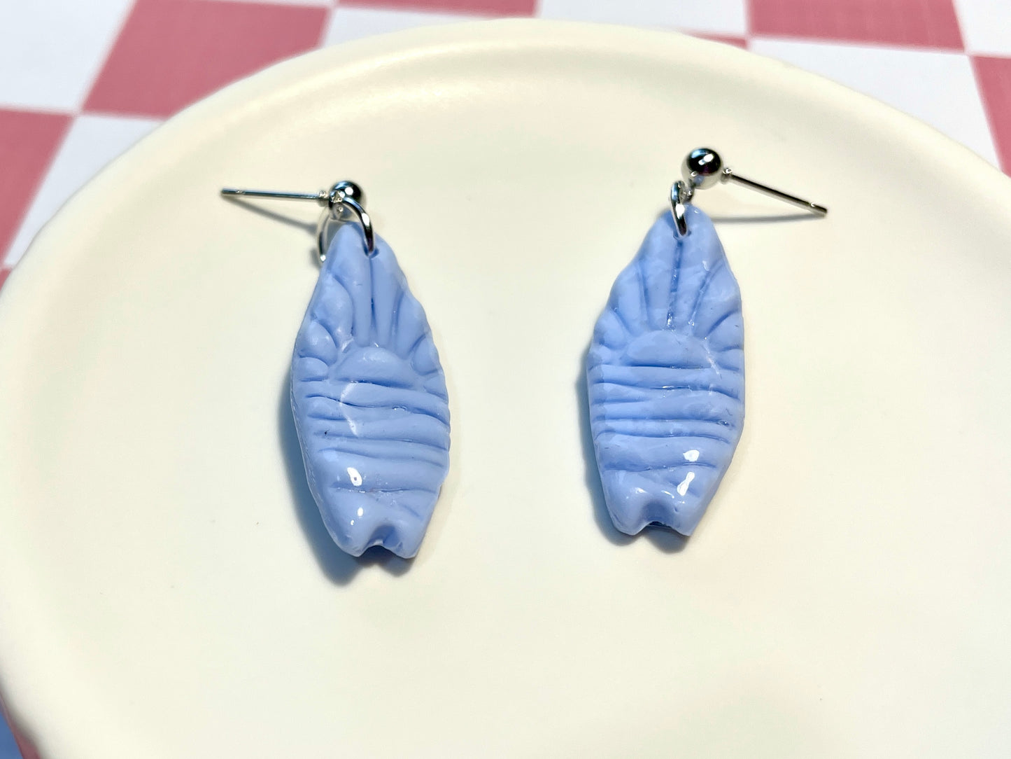 Blue Surfboard Earrings on Silver Stud