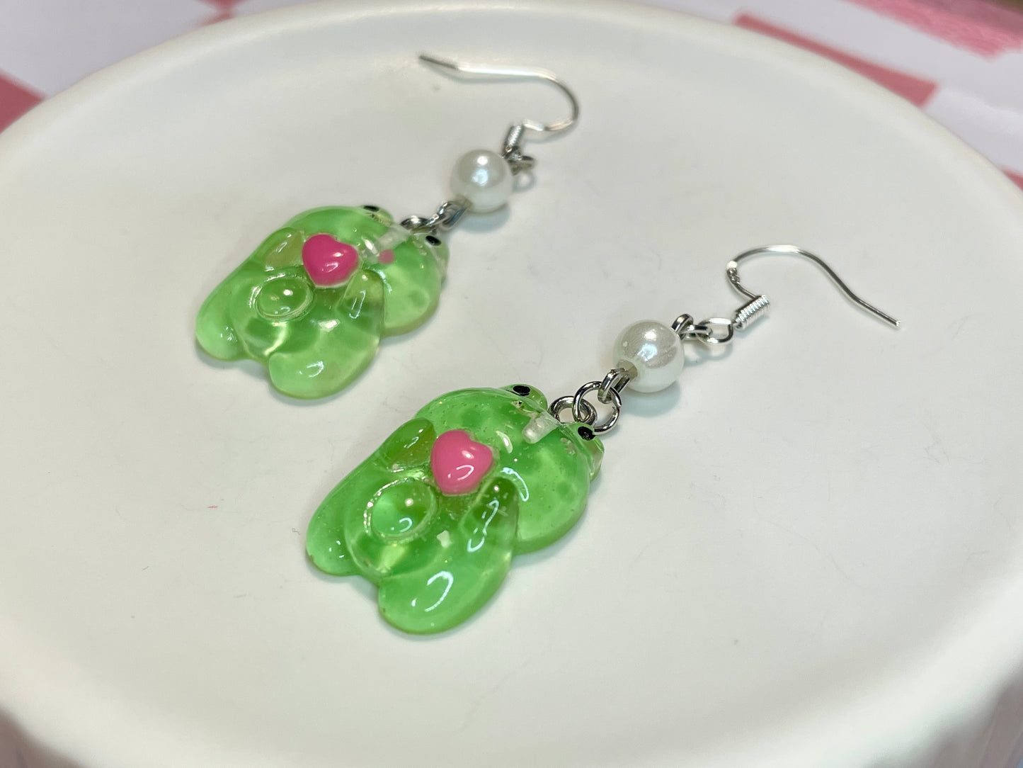 Faux Pearl Frog Earrings