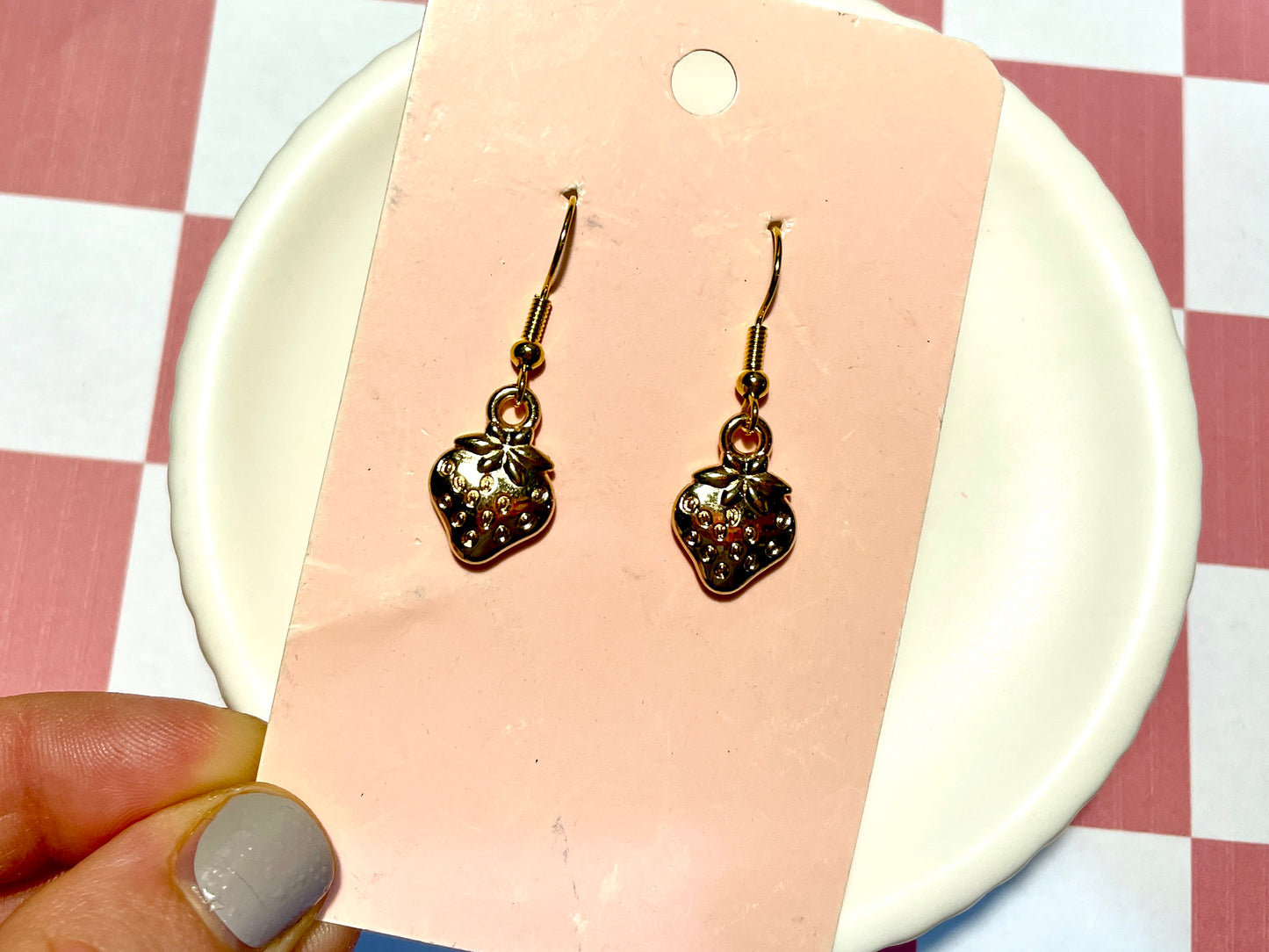 Golden Strawberry Earrings