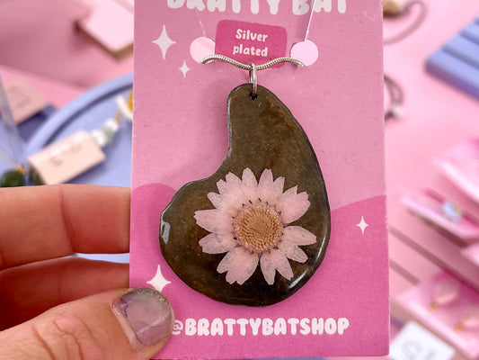 Purple Flower Stone Necklace