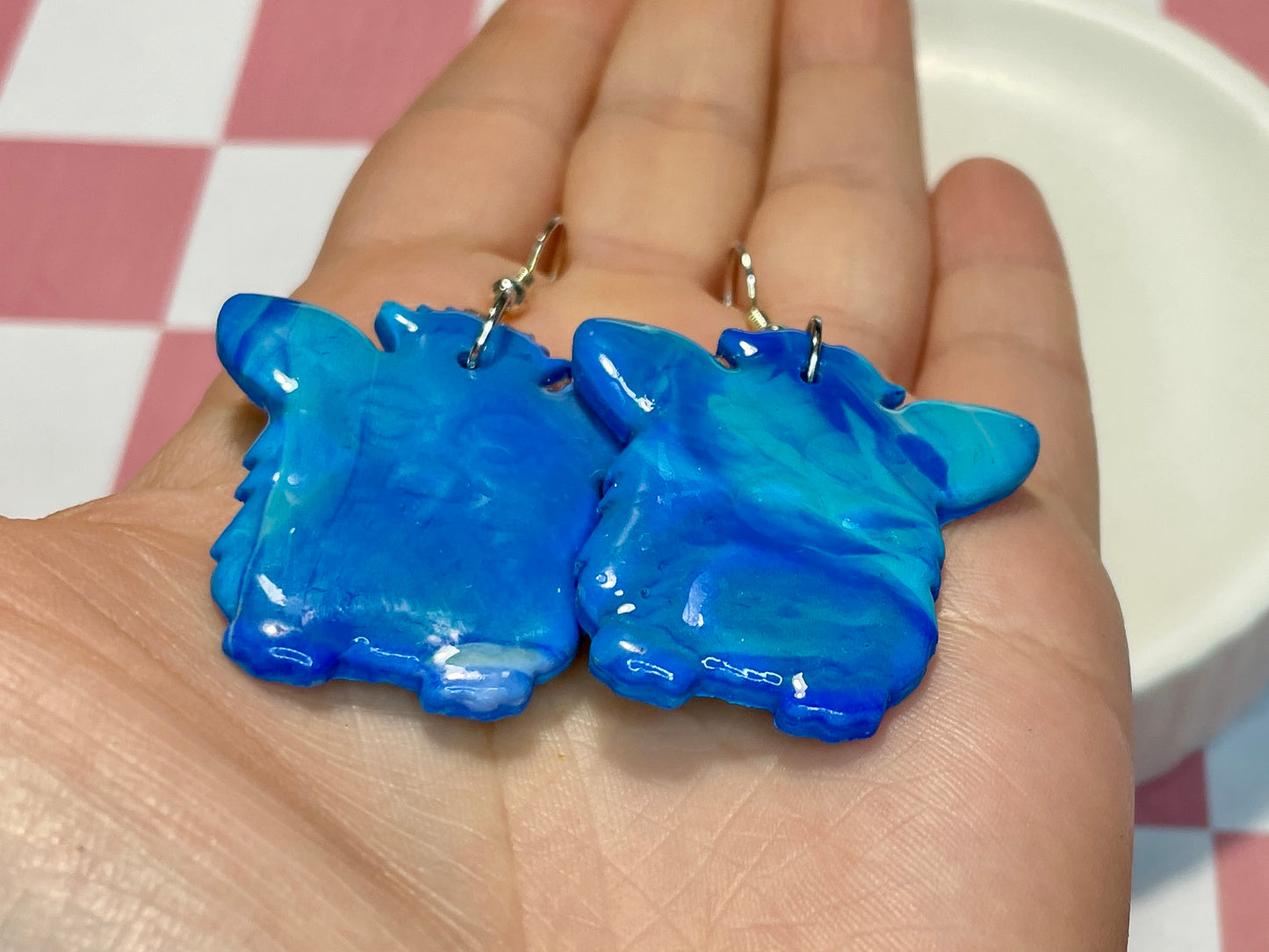 Blue Retro Fur Baby Earrings