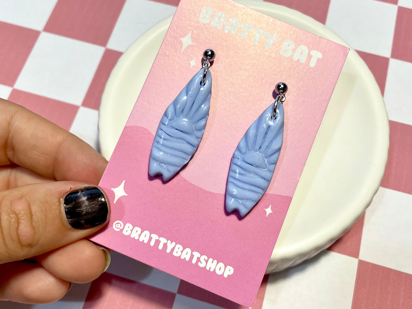 Blue Surfboard Earrings on Silver Stud