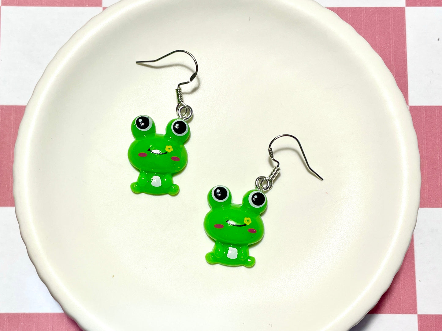 Green Frog Earrings