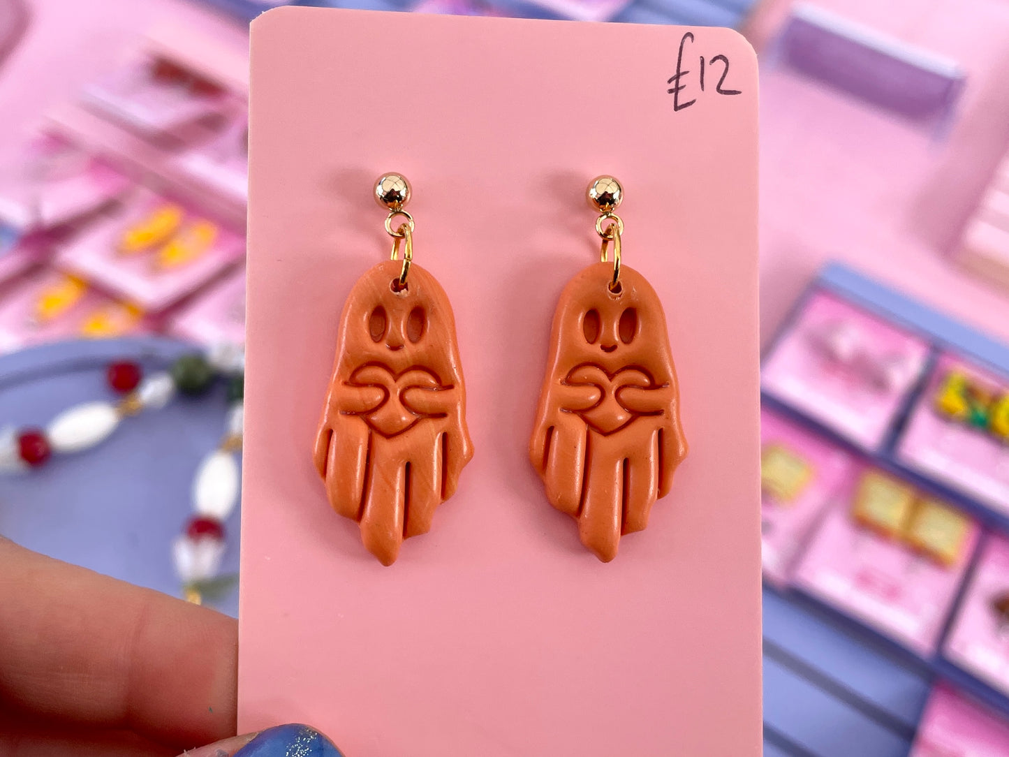 Pastel Orange Ghost Earrings