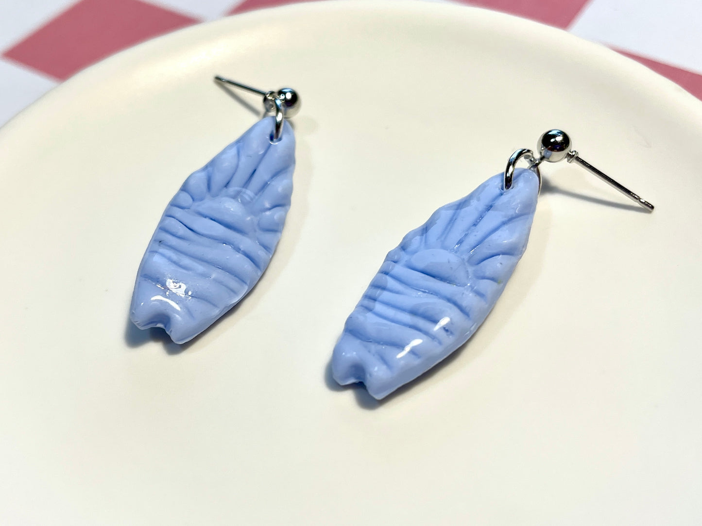 Blue Surfboard Earrings on Silver Stud