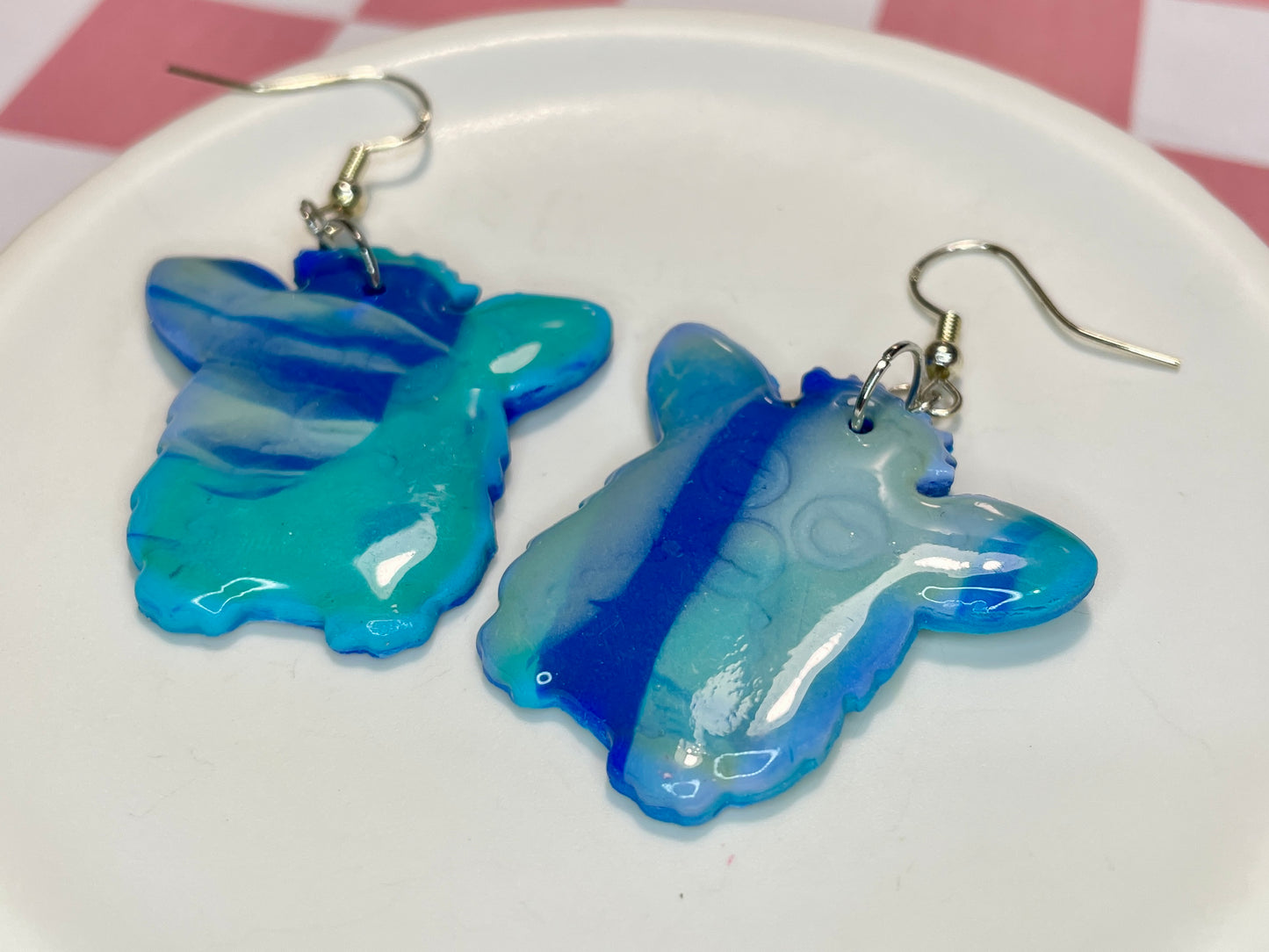 Blue Retro Fur Baby Earrings