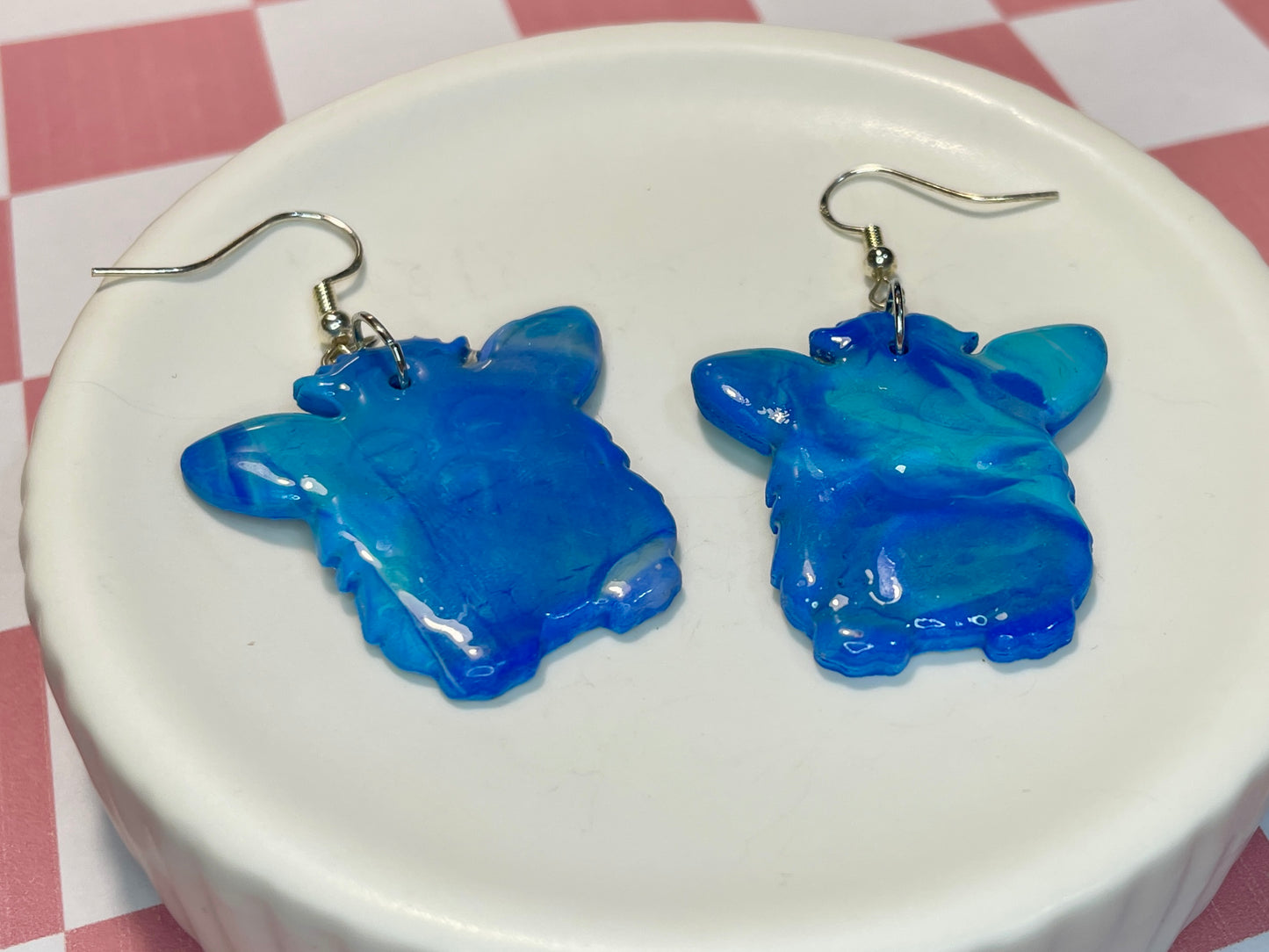 Blue Retro Fur Baby Earrings