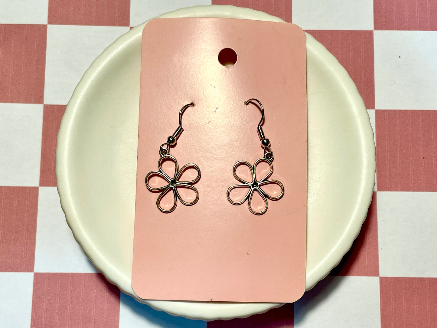 Silver Flower Outline Earrings