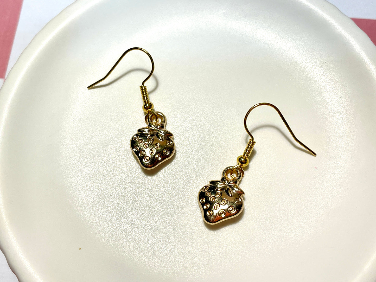 Golden Strawberry Earrings