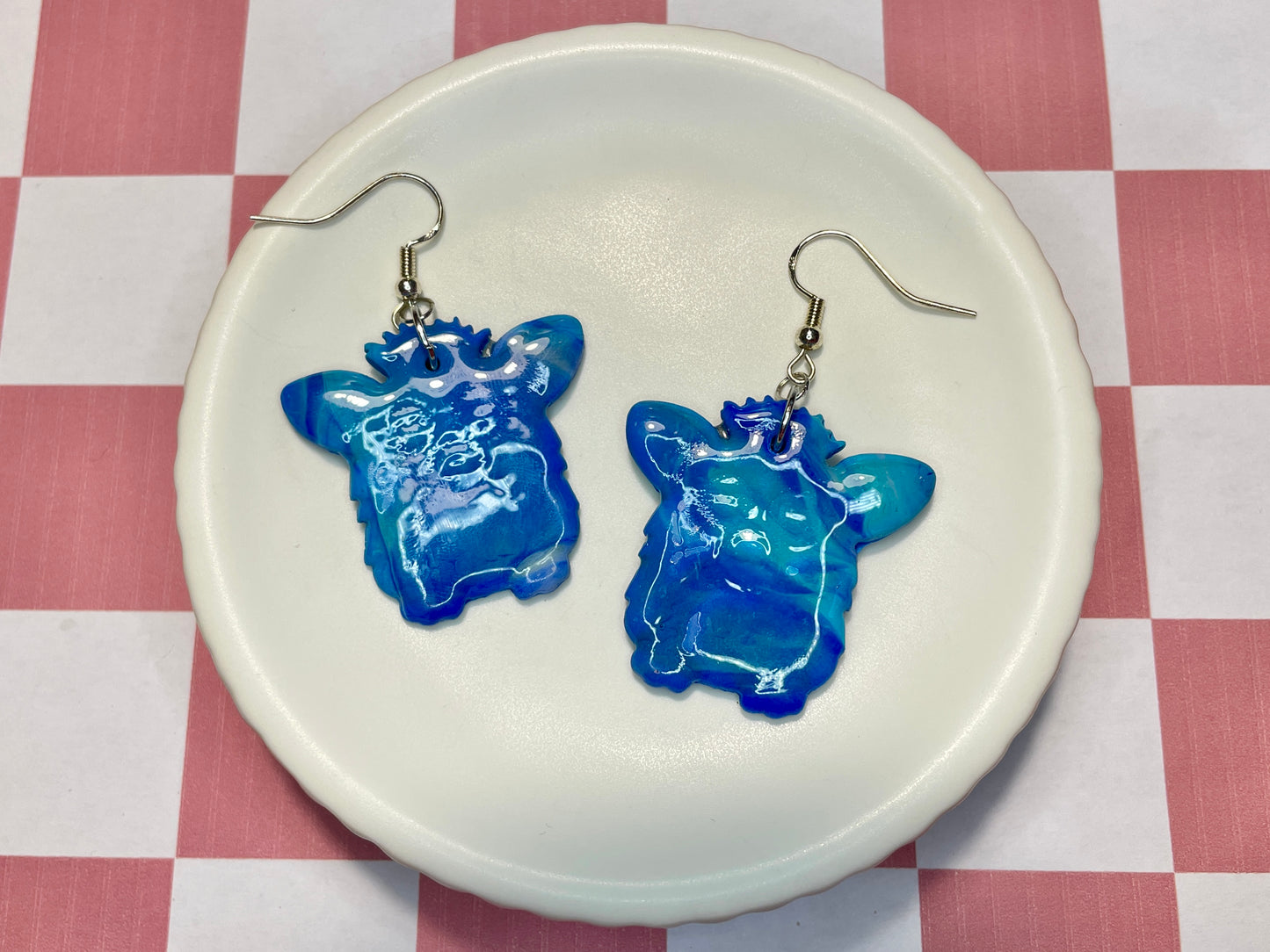 Blue Retro Fur Baby Earrings