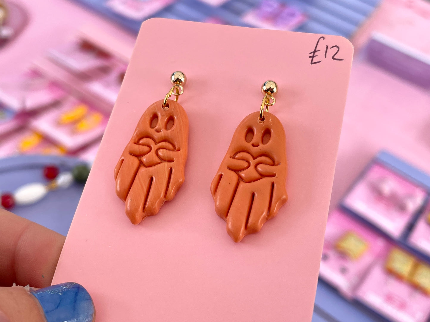 Pastel Orange Ghost Earrings