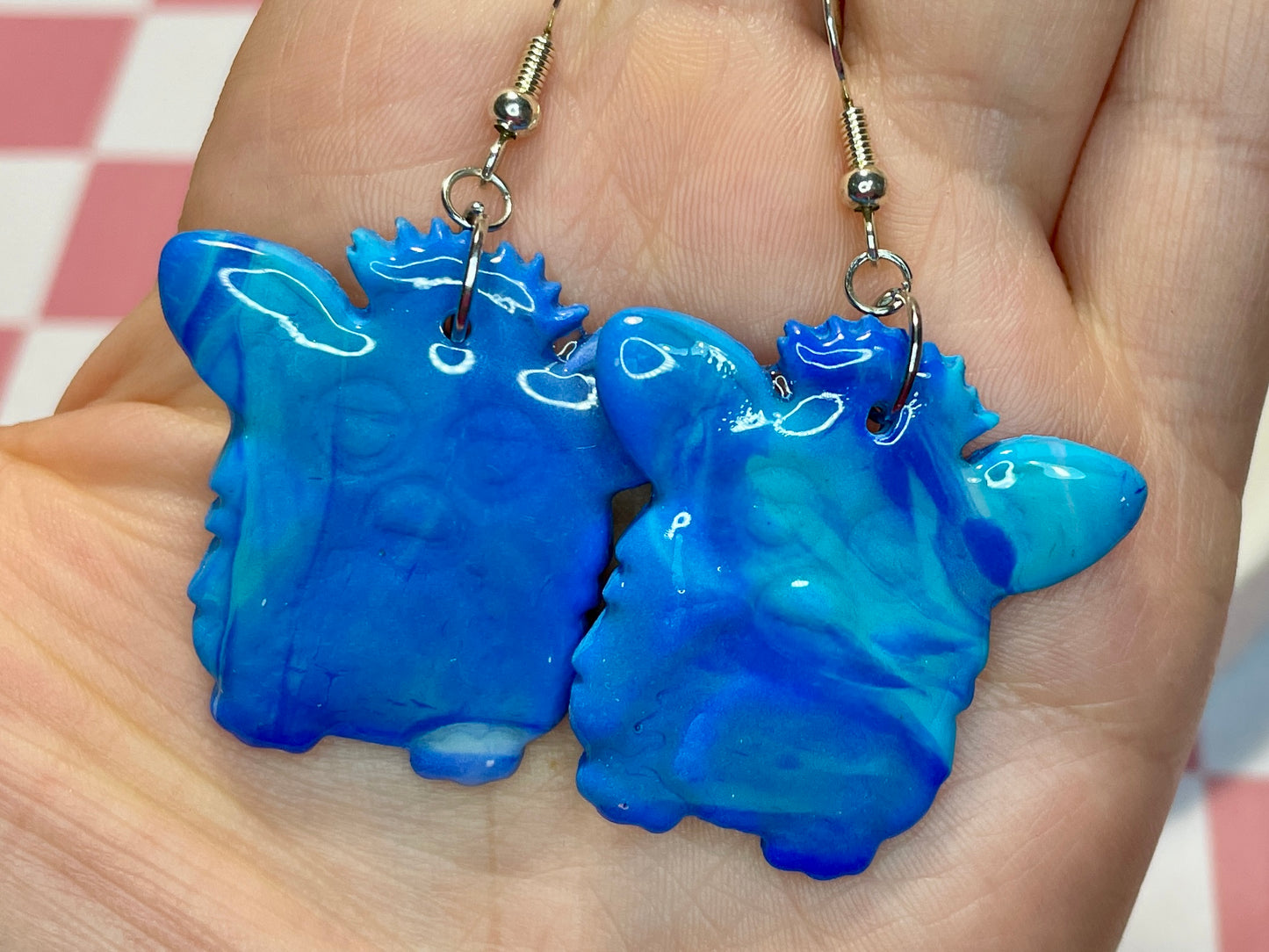 Blue Retro Fur Baby Earrings