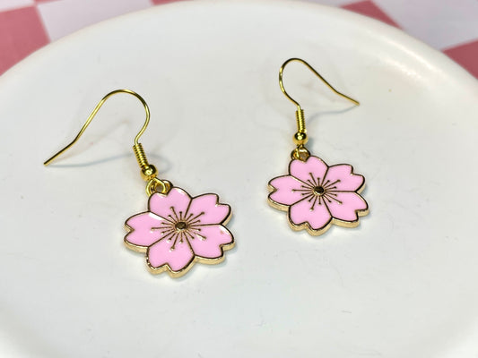 Pink Sakura Blossom Earrings