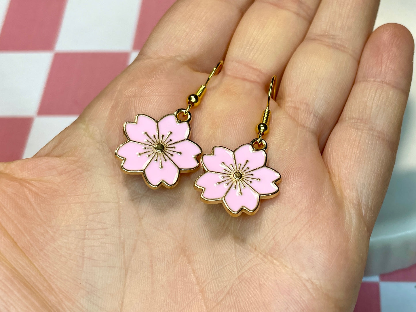 Pink Sakura Blossom Earrings