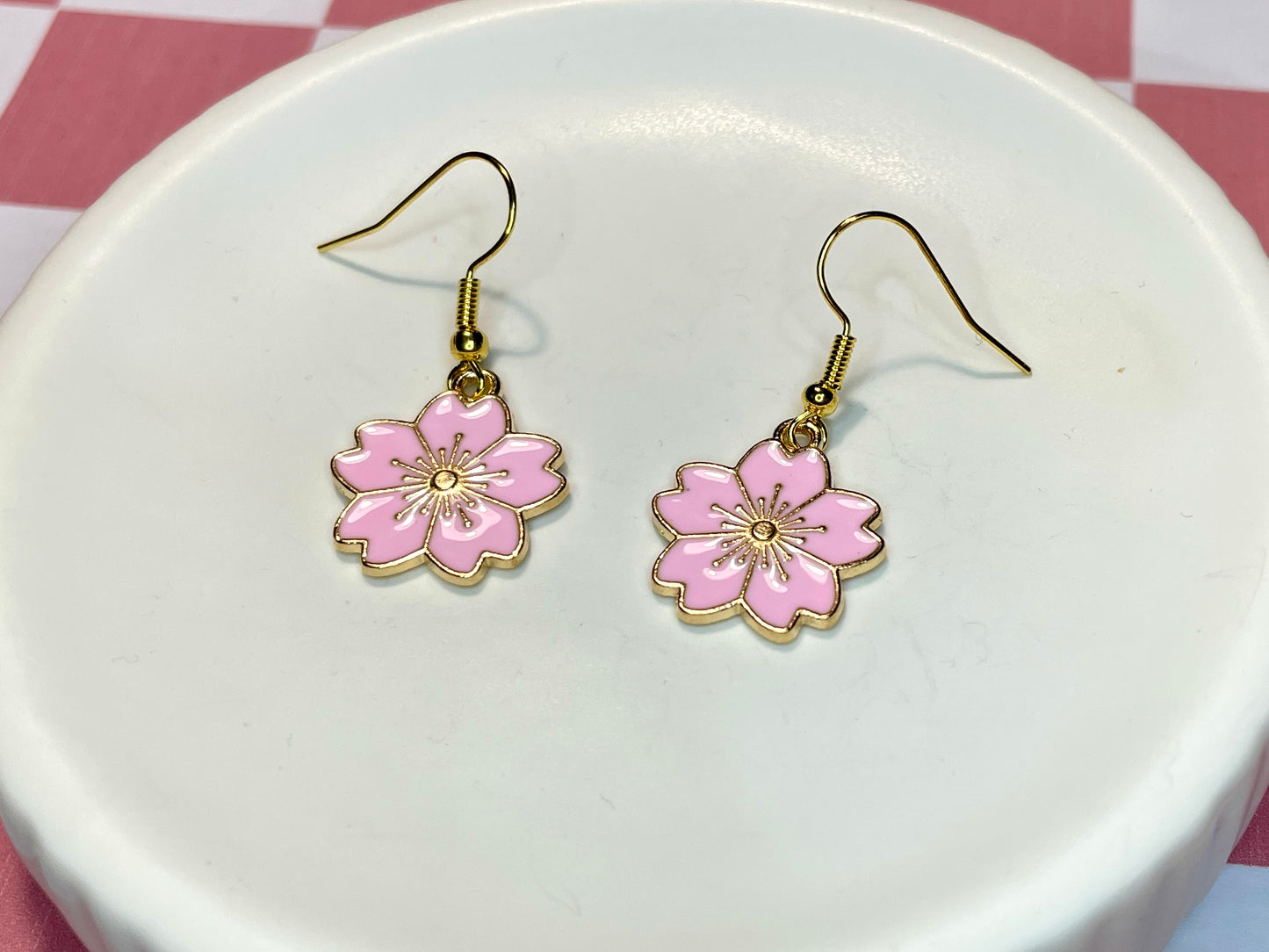 Pink Sakura Blossom Earrings