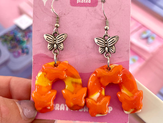 Orange Butterfly Arch Earrings
