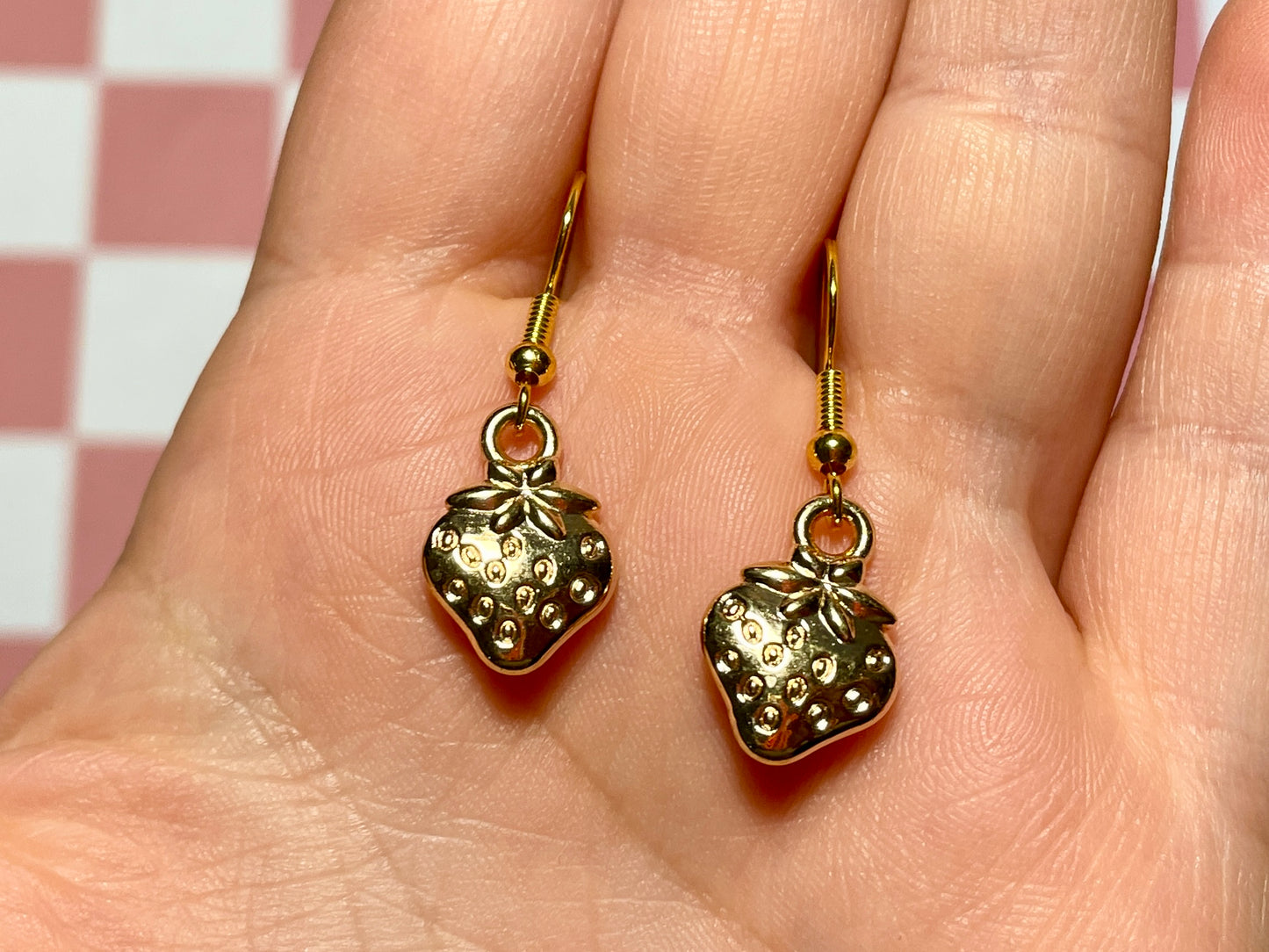 Golden Strawberry Earrings