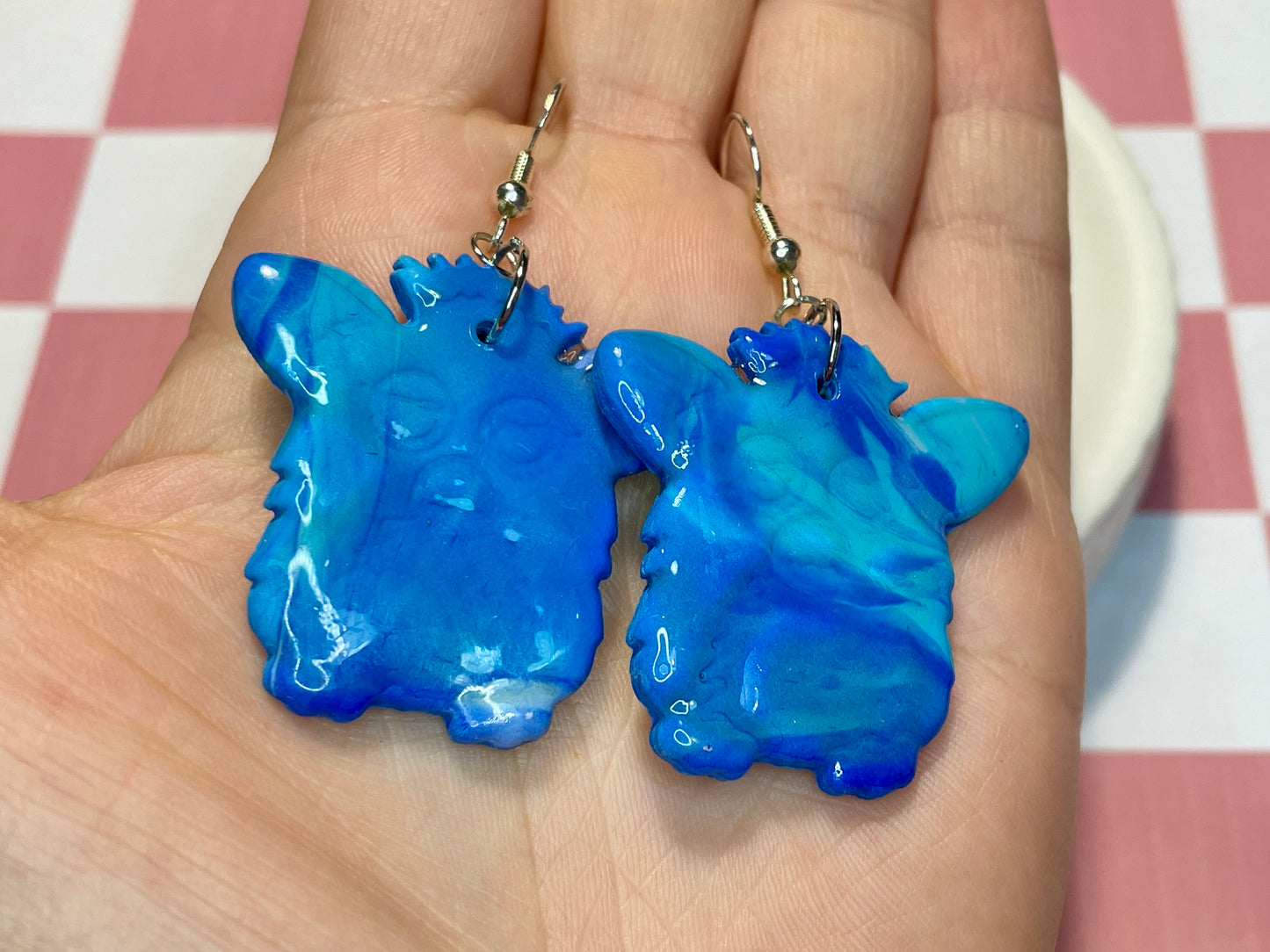 Blue Retro Fur Baby Earrings