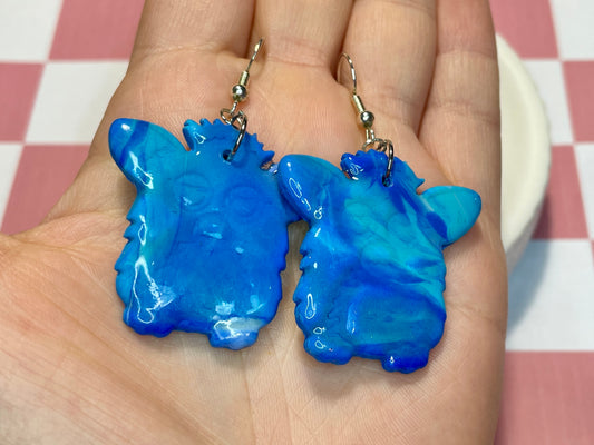 Blue Retro Fur Baby Earrings