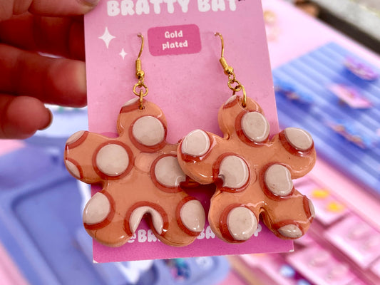 Orange Funky Flower Earrings