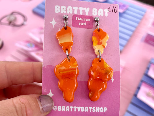 Orange Butterfly Cloud Dangle Stud Earrings