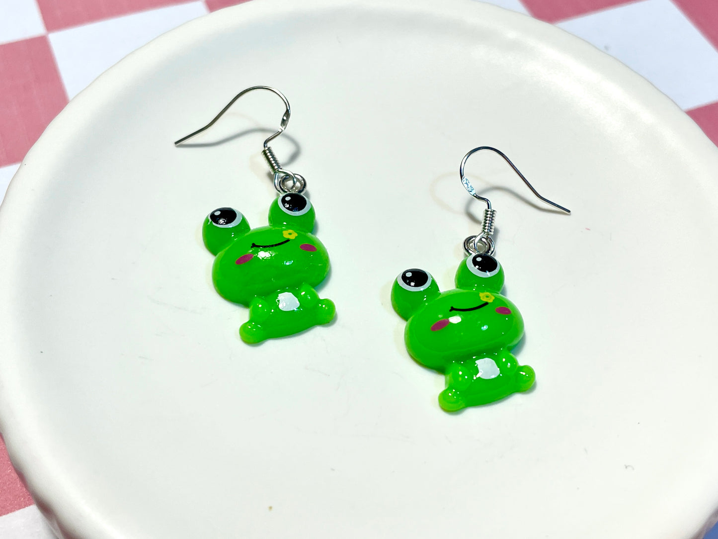 Green Frog Earrings