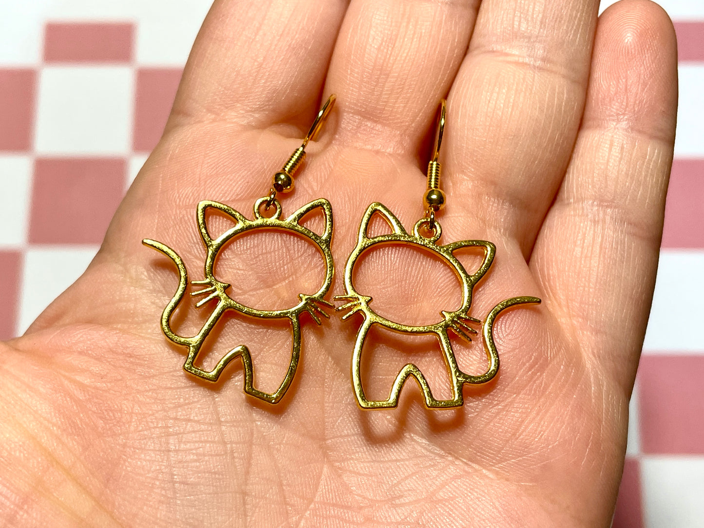 Golden Cat Outline Earrings