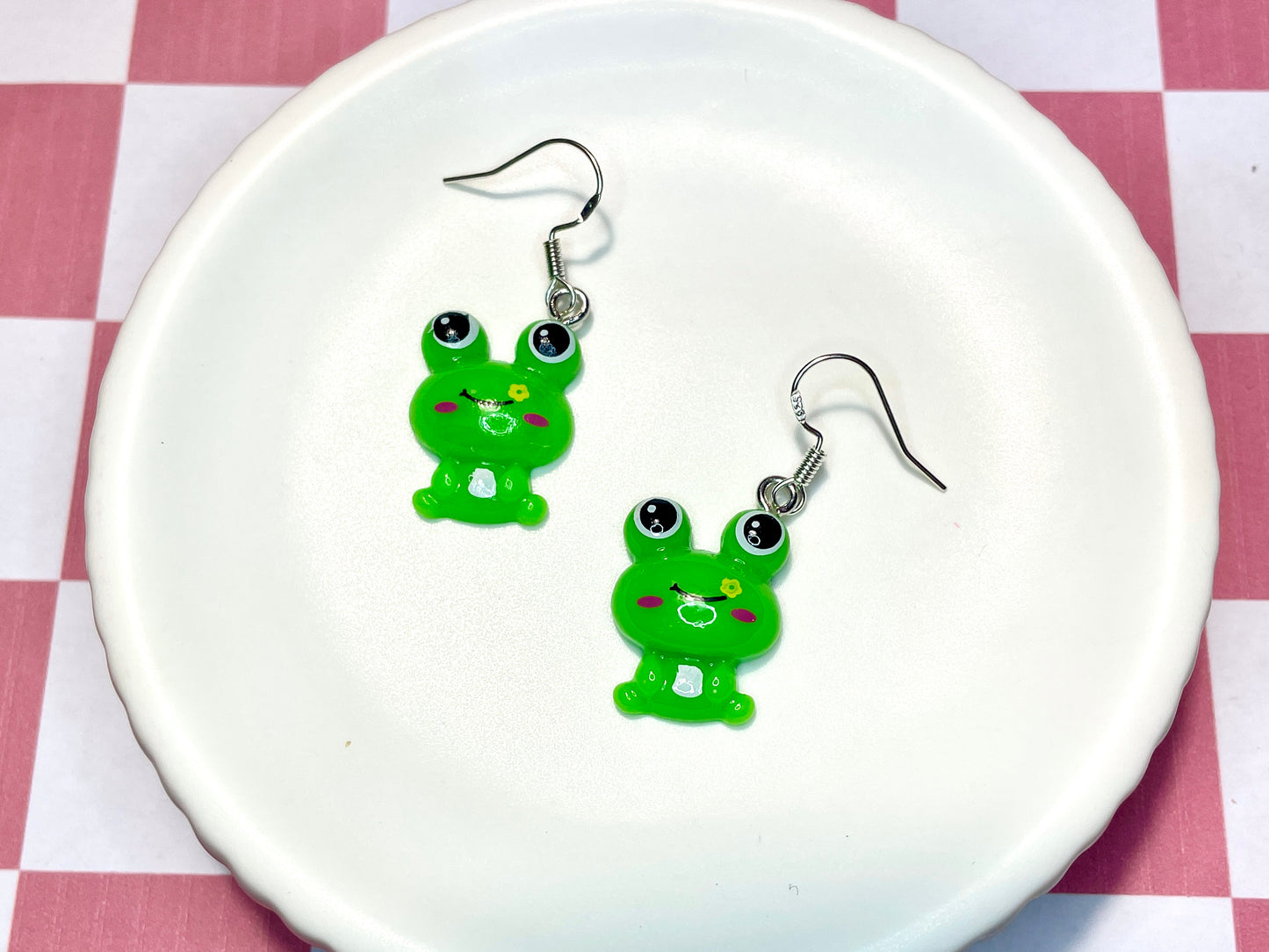 Green Frog Earrings