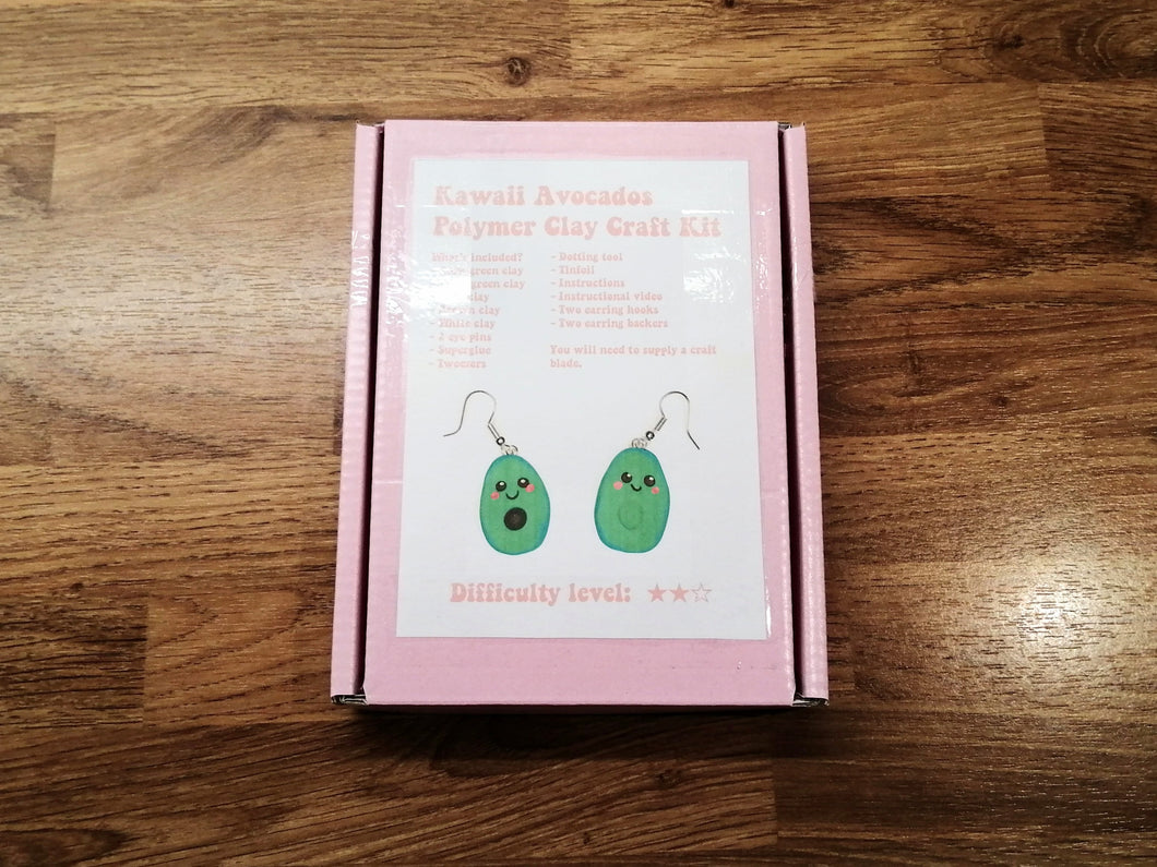 Kawaii Avocado Polymer Clay Craft Kit - Earrings