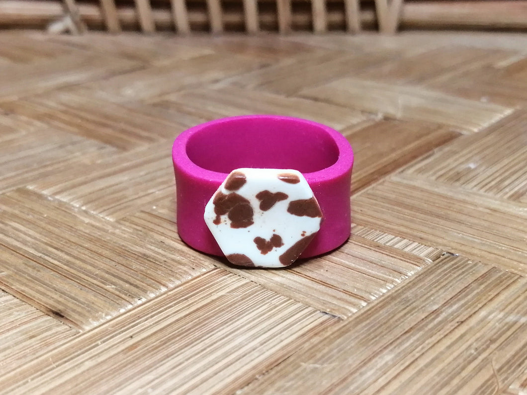 Pink Cow Print Ring