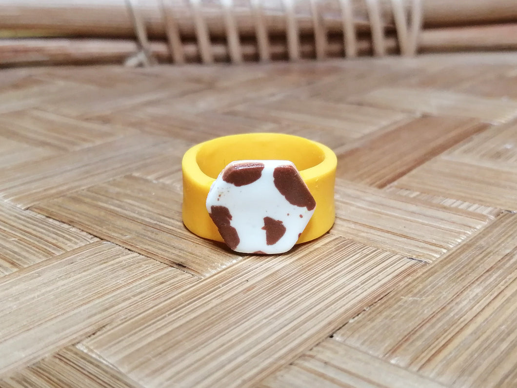 Yellow Cow Print Ring