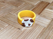 Load image into Gallery viewer, Yellow Cow Print Ring
